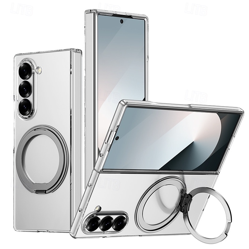 Phone Case For Samsung Galaxy Z Fold 6 Back Cover with Stand Holder Transparent Support Wireless Charging PC 2025 - $26.99 –P1