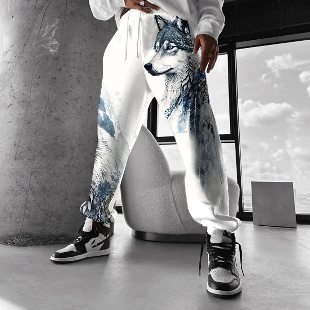 Homme Joggings Pantalon Jogging Impression 3D Loup Toute la longueur Soirée Extérieur du quotidien mode Décontractées Blanche Micro-élastique de 2025 ? $25.99 –P1