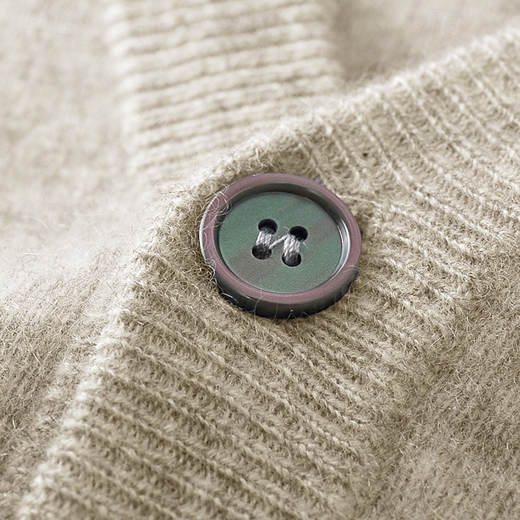 Herre Cardigan Genser Strikke Knepp opp Helfarge V-hals Strikketøy Elegant Skole Trening Klær Biskop Høst Vinter Svart Kakifarget S M L 2025 - $103.99 –P10