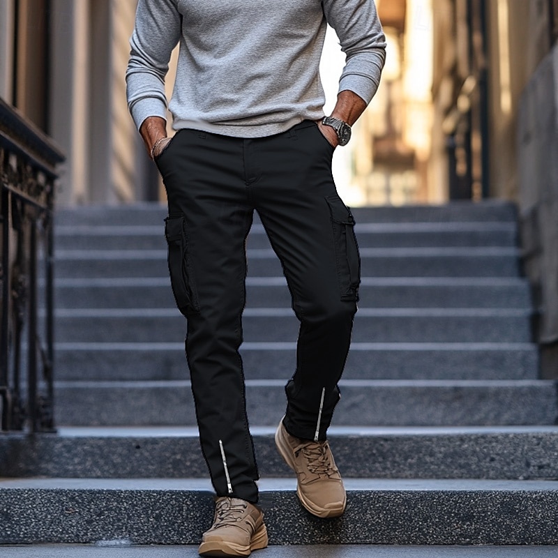 Per uomo Pantaloni cargo Pantaloni Pantaloni casual Cerniera Tasche Liscio Comfort Traspirante Lunghezza intera Informale Giornaliero Per eventi Di tendenza Streetwear Nero Bianco Media elasticità del 2025 a $30.99 –P4