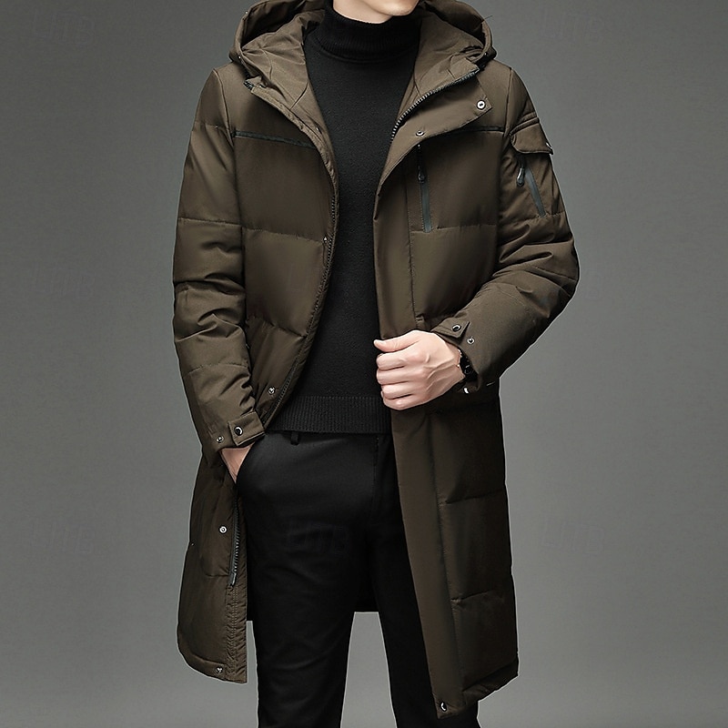 Herren Wintermantel Daunenjacke puffer jacket Gefütterte Jacke Tasche Weiße Entendaunen Urlaub Freizeitskleidung Verabredung Lang Modisch Brautkleider schlicht Komfortabel warm Herbst Winter Solide 2025 - $63.99 –P14