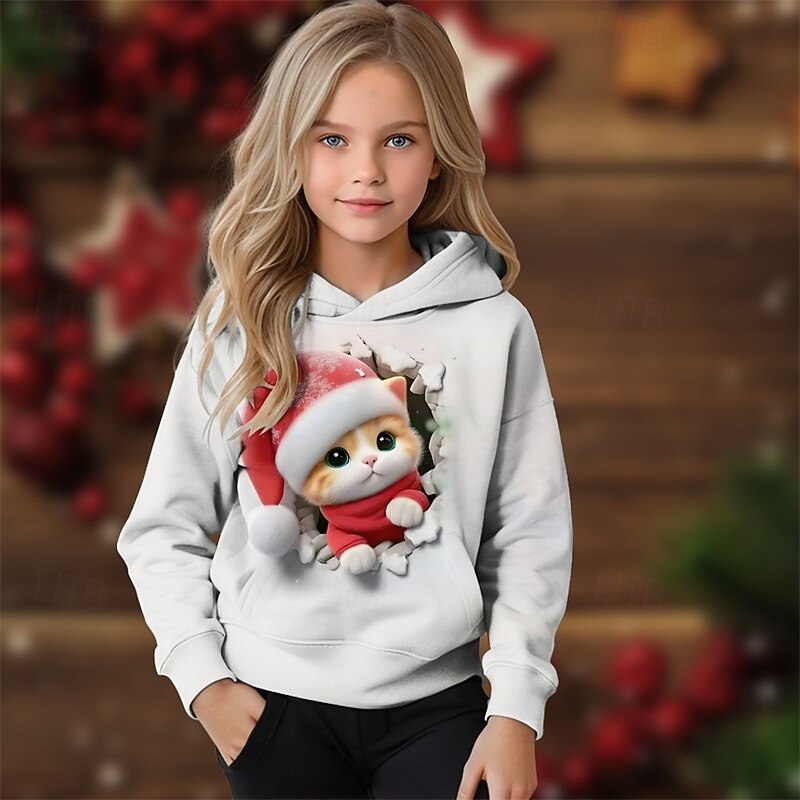 Crăciun Fete 3D Grafic Om de Zăpadă Hanorac cu Glugă Manșon Lung Toamnă Iarnă Modă Adorabil De Bază Poliester Copii 4-12 ani Capișon În aer liber Casual Zilnic Fit regulat 2025 - $16.99 –P3