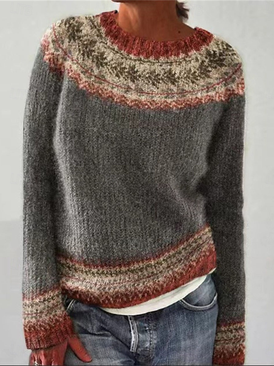 Femme Pull Chandail Pull Décontractées Flexible Floral Graphic A côtes Col Ras du Cou Tricoté manche longue Hauts réguliers Tricoter Extérieur du quotidien Fin de semaine Bleu Gris foncé Automne Hiver de 2025 ? $51.99 –P1