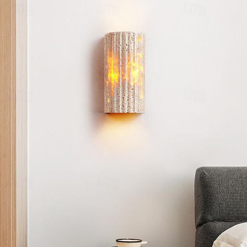 wabi-sabi keltainen travertiini puolisylinterinen led seinälamppu lamppu led tunnelma valo portaikko piha retro parveke kylpyhuone keltainen travertiini 110-240v 10 w 2025 - $129.99 –P4