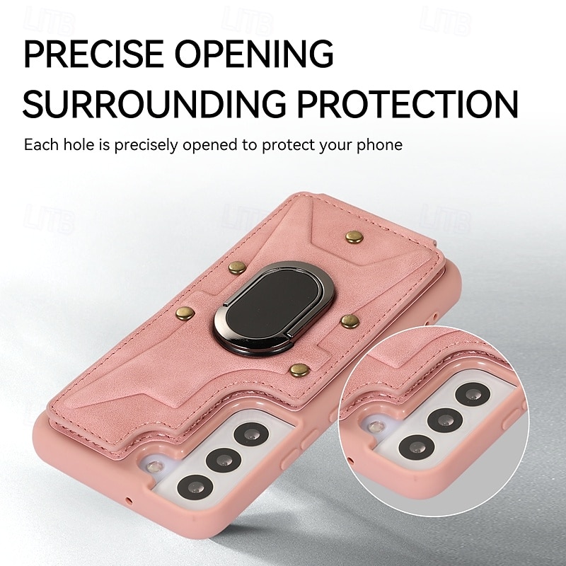 Phone Case For S23 Ultra Plus S23 S22 S22 Plus  Ultra S21 FE S21 S21 Ultra Plus A54 A34 A14 S20 Plus S20 Ultra Back Cover Ring Holder Shockproof Retro TPU PU Leather 2025 - $18.99 –P12