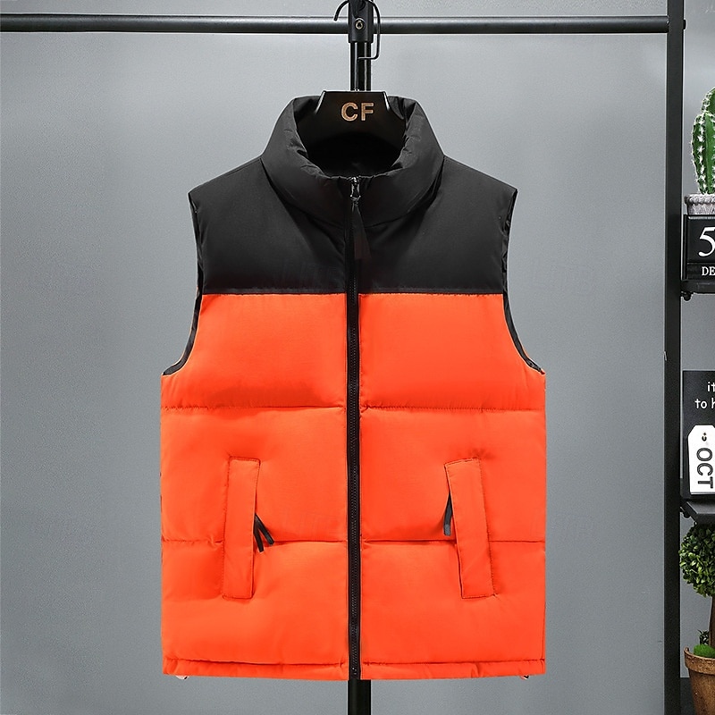 Men's Puffer Vest Padded Gilet Quilted Vest Daily Date Vacation Fashion Casual Fall & Winter Pocket Polyester Warm Comfortable Color Block Zipper Stand Collar Regular Fit Black Yellow Red Royal Blue 2025 - $36.99 –P8