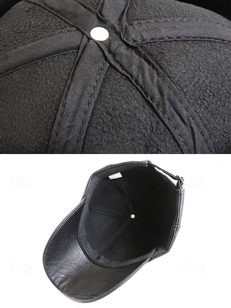 baseballcaps i imitert skinn for menn - stilig justerbar utendørslue for et uformelt og sporty utseende 2025 - $18.99 –P6