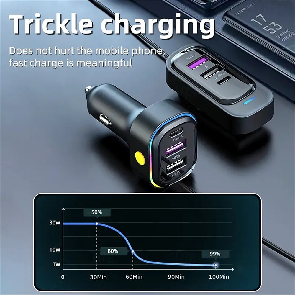 81W Car Charger Adapter 6 in 1 Back Row with Clips Fast Charging Type C Slot Universal 81W Super Fast Car Charging 2025 - $28.99 –P4