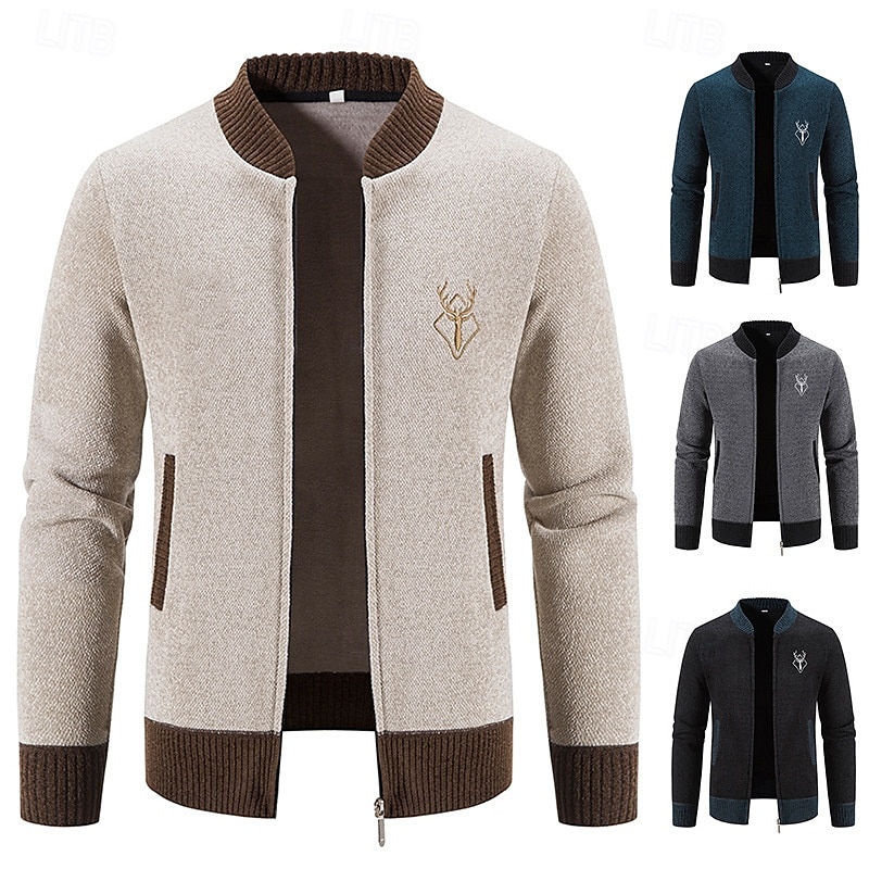 Homens Sueter Cardigan Suéter Cortado Suéter com zíper Suéter de malha Estriado Tricotar Padrão Patchwork Bolsos Bloco de cor Colarinho Chinês Moda Clássico Roupa Diária Encontro Roupa Outono de 2025 por $29.99 –P1