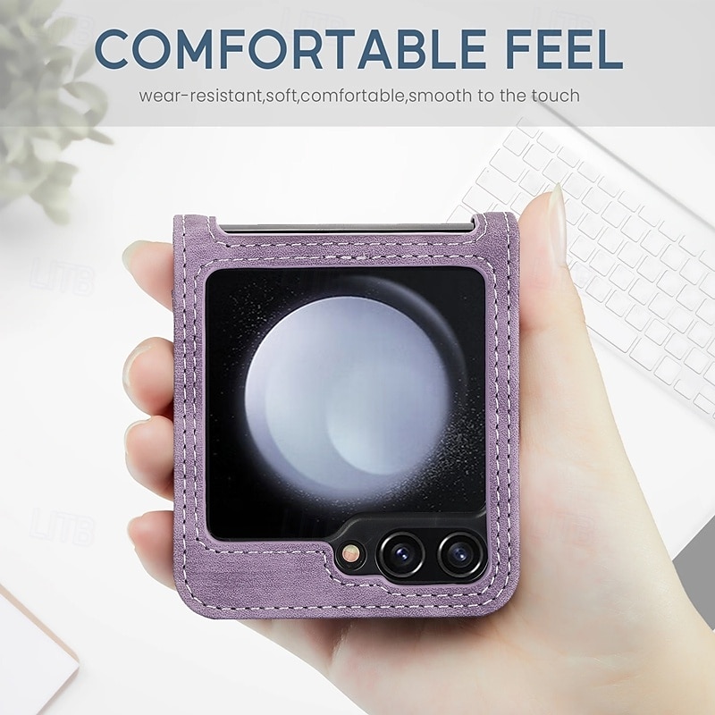Phone Case For Z Flip 7 Z Flip 6 Z Flip 5 Z Flip 4 Z Flip 3 Back Cover with Stand Holder Card Slot Shockproof Retro TPU PU Leather 2025 - $15.99 –P9
