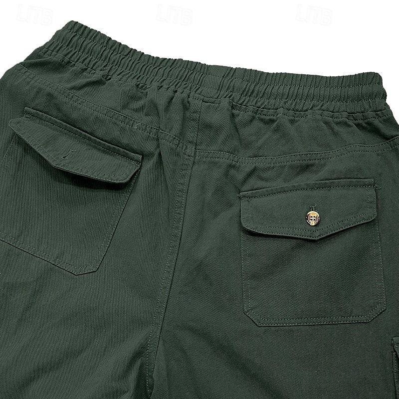 Men's Cargo Pants Trousers Casual Pants Drawstring Elastic Waist Straight Leg Plain Comfort Soft Full Length Outdoor Casual Daily Fashion Streetwear Black Green 2025 - $28.99 –P6