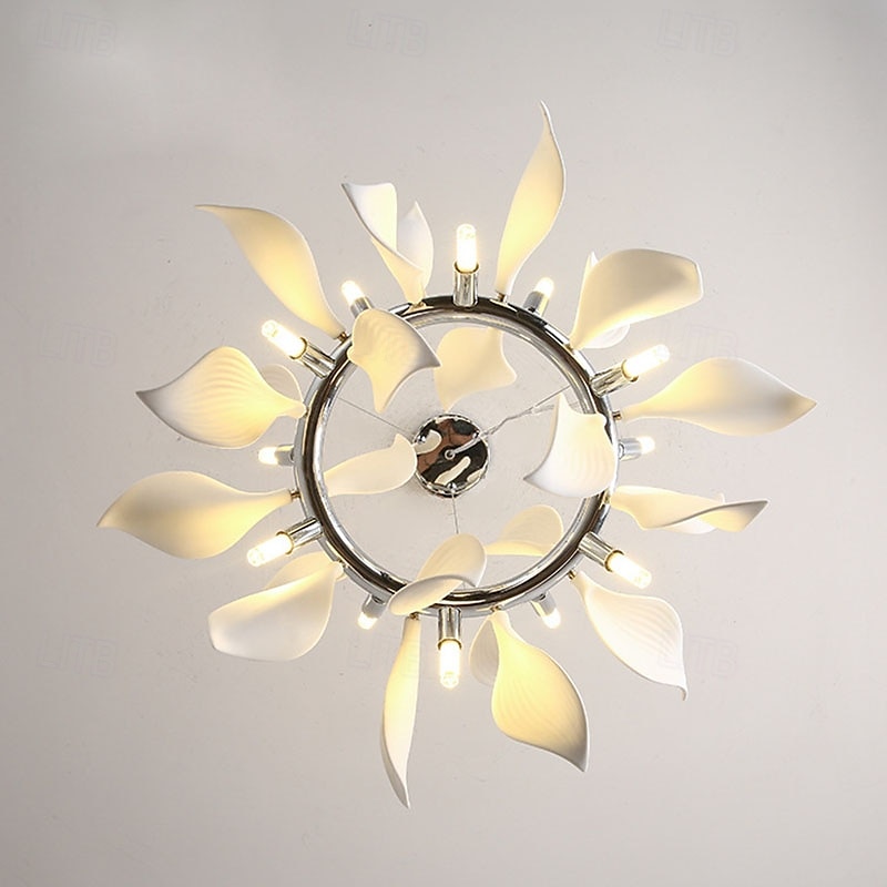 Lámpara colgante de pétalos de porcelana blanca, lámpara colgante de lujo moderna, lámpara colgante para techo, lustre 110-240v 2025 - $490.19 –P8
