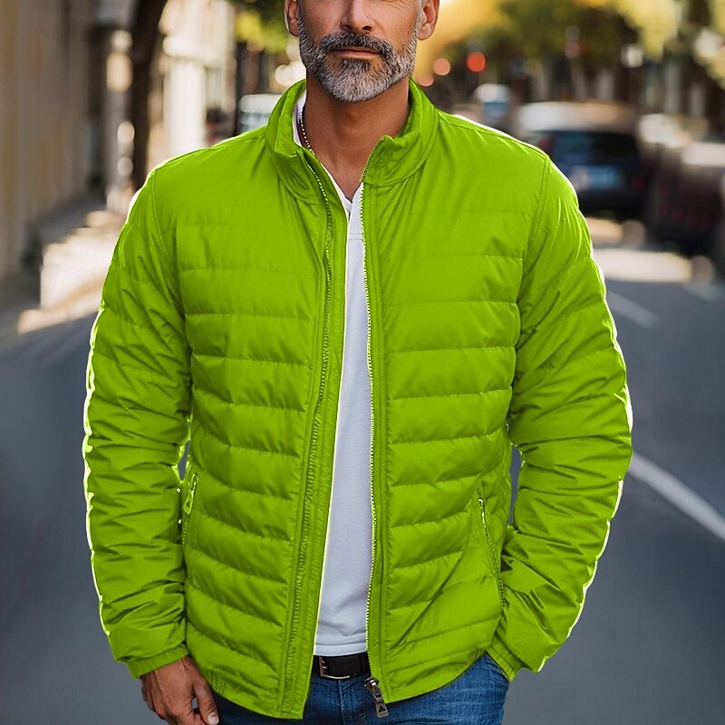 Per uomo piumino Piumino Cerniera Tasche Esterno Regali di Natale Interni Standard Classico Tenere al caldo Antivento Traspirante Inverno Autunno Tinta unica Nero Rosso Blu marino Blu reale Piumino del 2025 a $48.99 –P8