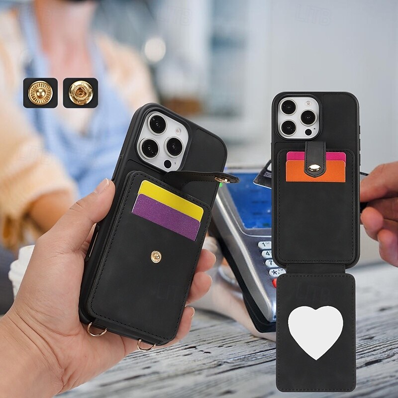 telefono Custodia Per iPhone 16 Pro Max Plus iPhone 15 Pro Max Plus iPhone 14 13 12 Pro Max Plus iPhone 14 Pro Max iPhone 13 12 Pro Max Per retro Con supporto A specchio con cordino Retrò TPU pelle del 2025 a $14.99 -P6