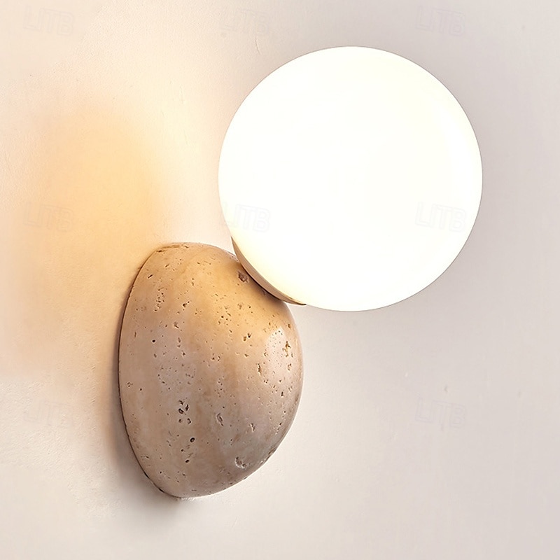Apliques de pared de estilo japonés wabi-sabi, lámparas de pared con pantalla de vidrio lechoso, luces de pared de piedra 2025 - €59.99 –P2