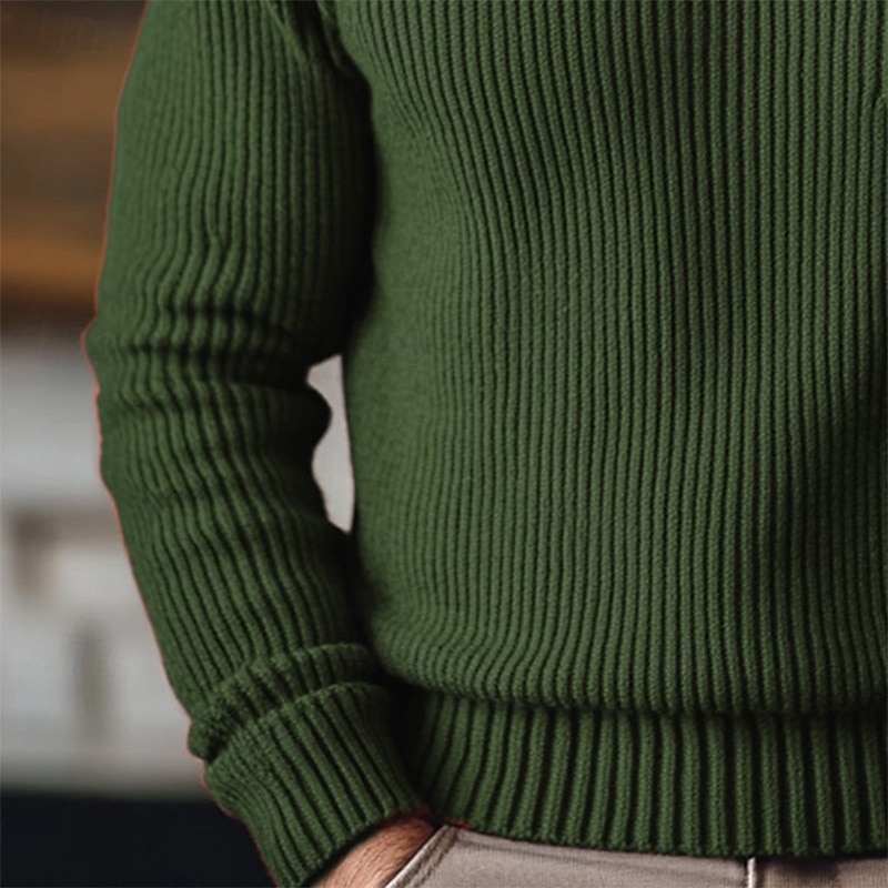 Herre Julegensere Turtleneck genser Pullover genser Genser Riflet Strikke Strikket عادي Rullekrage Hold Varm Fritid utendørs Dagligdagstøy Klær Høst vinter Vin Svart M L XL 2025 - $25.99 –P7