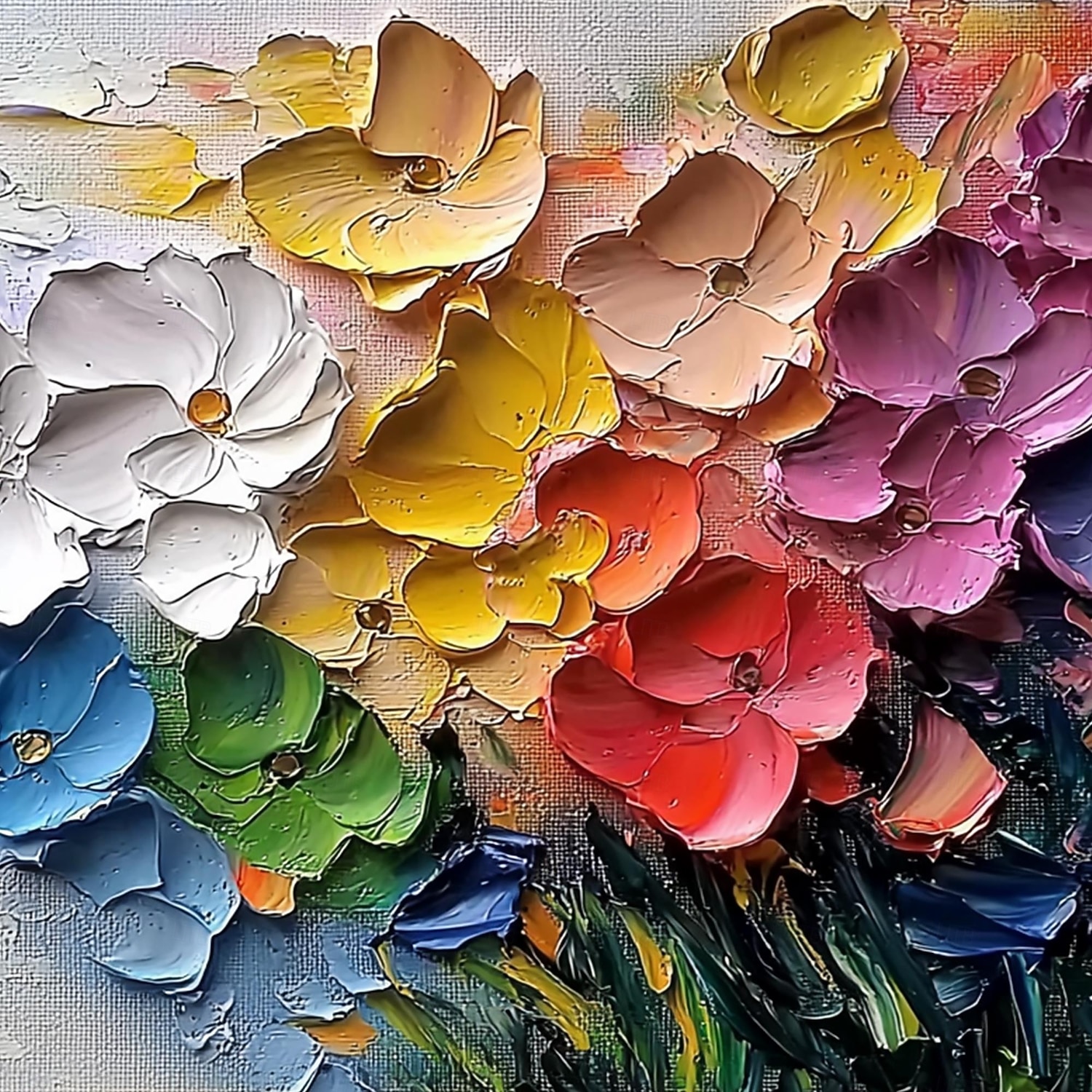 Handmade Original 3D Texture Flowers Oil Painting On Canvas Abstract ...