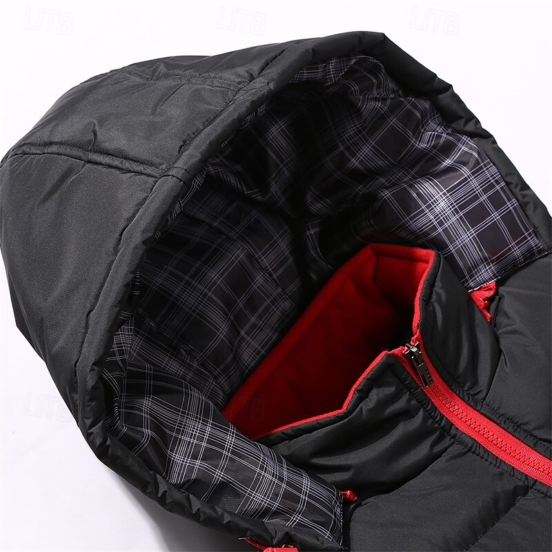 Pánské Puffer Vesta Vesta s kapucí S vycpávkou Vesta Prošívaná vesta Denní Rande Dovolená Módní Na běžné nošení Podzim zima Kapsy Polyester Zahřívací Pohodlné Barevné bloky Zip Kapuce Běžný Čern 2025 - $39.99 –P9