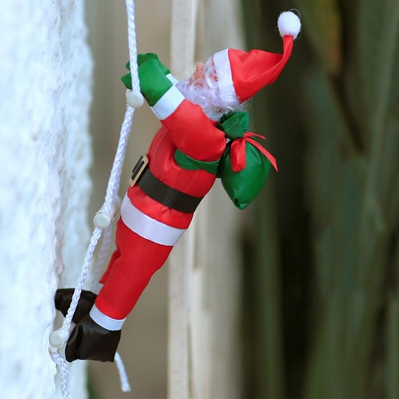 Christmas Climbing Santa Claus Ladder and Rope Hanging Ornament – Inflatable and Plush Santa for Christmas Tree, Hotel, and Mall Holiday Decorations 2025 - $10.49 –P8