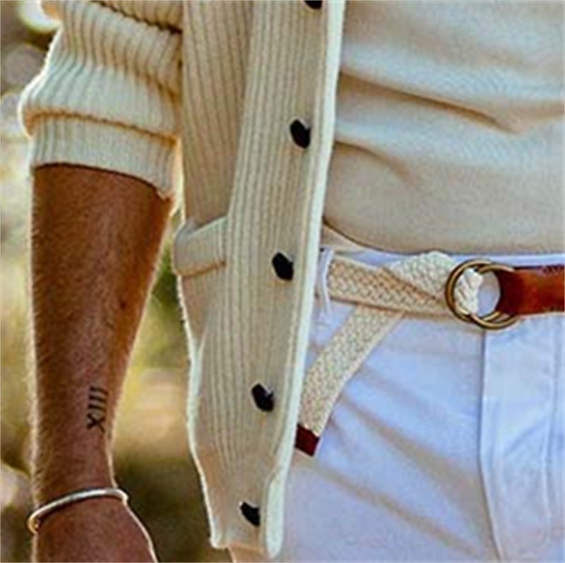 Per uomo Cardigan Maglione Maglione lavorato a maglia A coste Maglia Standard Abbottonare Tinta unica Risvolto sciallato Di tendenza Classico Da tutti i giorni Appuntamento Abbigliamento Autunno del 2025 a $41.99 –P3