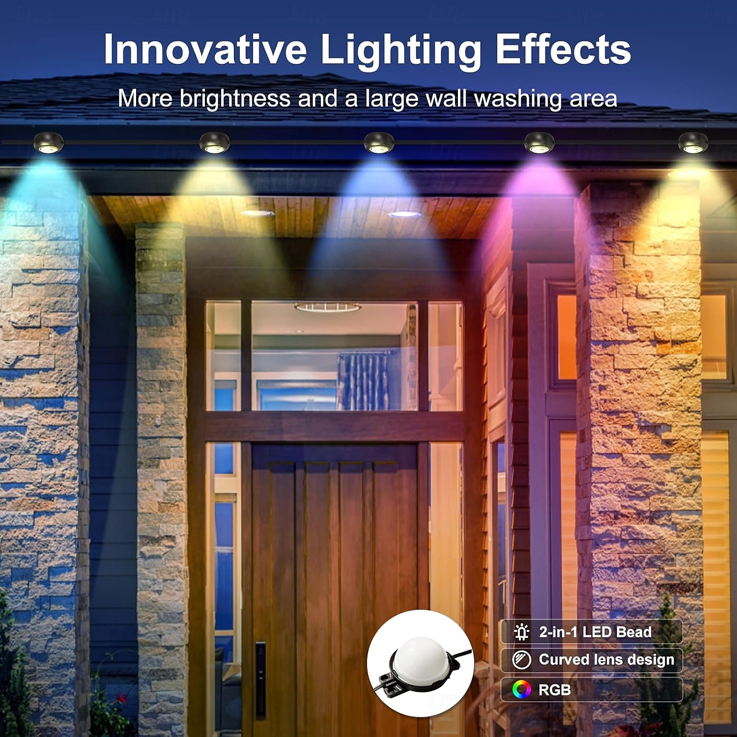 USB-interface zwart permanent dakrandlicht, led-lichtsnoer eeuwigheidsverlichting 49ft 50 leds met bluetooth-app met IR44-toetscontroller RGB-intelligent licht IP65 waterdicht dak kerstvakantie buiten 2025 - $104.99 –P5