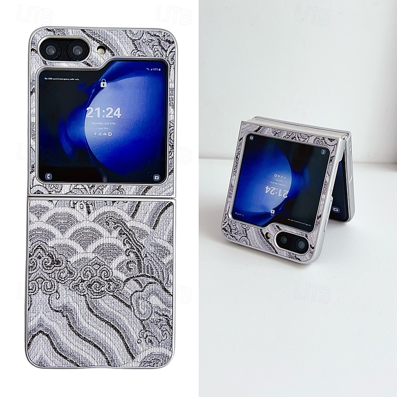 Phone Case For Z Flip 7 Z Flip 6 Z Flip 5 Z Flip 4 Back Cover with Stand Holder Shockproof Retro Textile PC 2025 - $17.99 –P10
