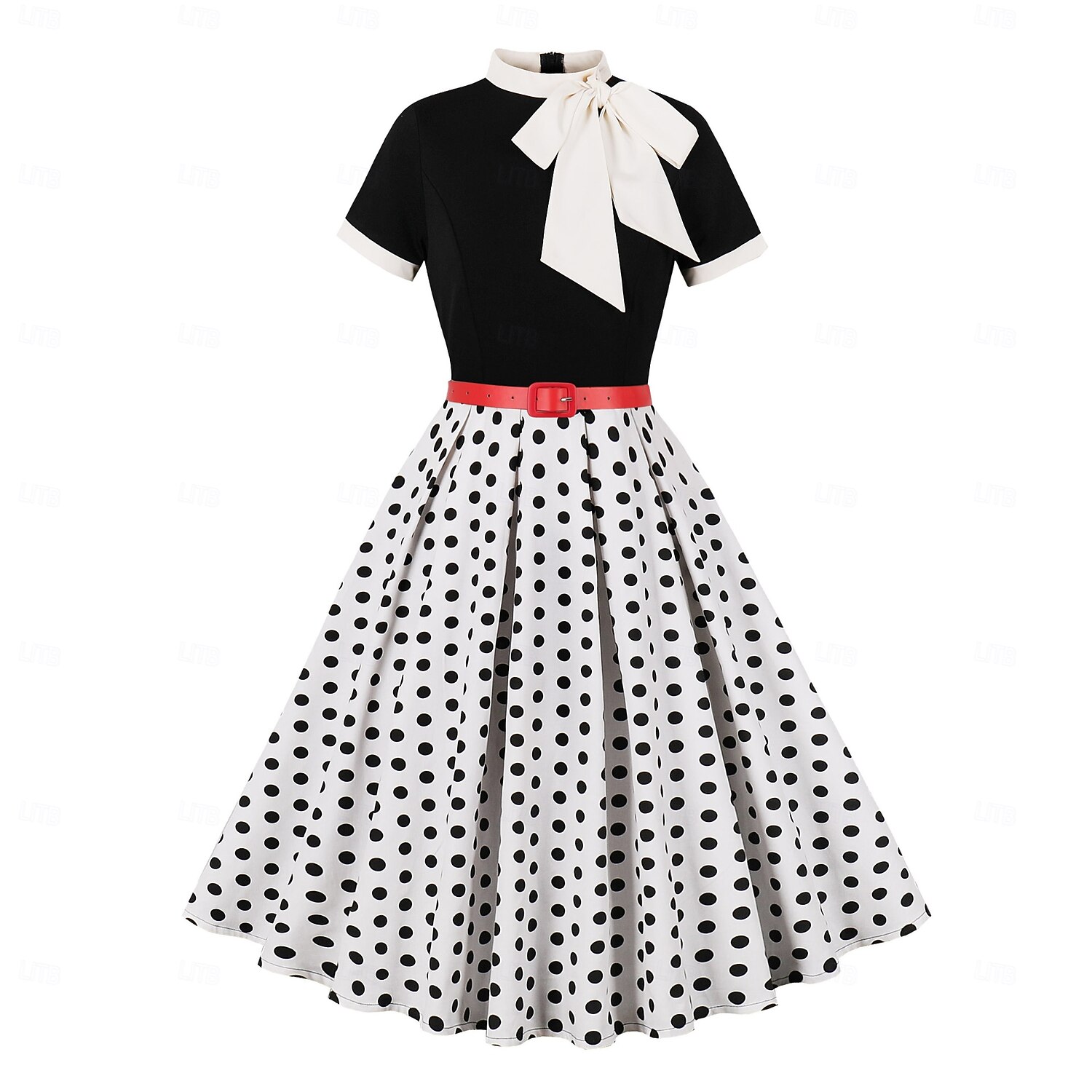 Retro Vintage Anos 50 Hepburn Vestidos Floral Poá Linha A Decote Redondo Fantasia Mulheres Carnaval Ano Novo Baile de Máscaras Casual / Diário Festa de Solteira Adulto Vestido de 2026 por $39.99 –P14
