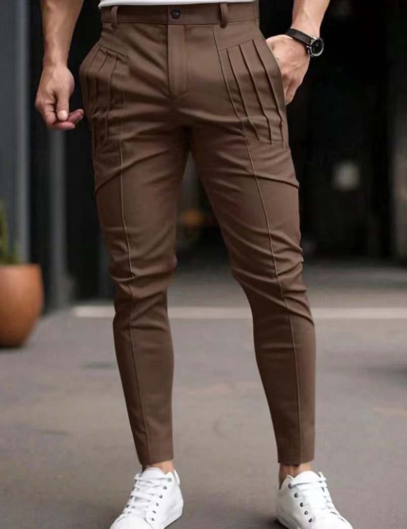Ανδρικά Παντελόνια κινέζικα Παντελόνι Chino Casual παντελόνι Τσέπη Ελαστική μέση Πιέτες Σκέτο Άνεση Moale Πλήρες μήκος ΕΞΩΤΕΡΙΚΟΥ ΧΩΡΟΥ Καθημερινά Εξόδου Μοντέρνα Κομψό στυλ street Μαύρο Θαλασσί 2026 - $29.99 –P2