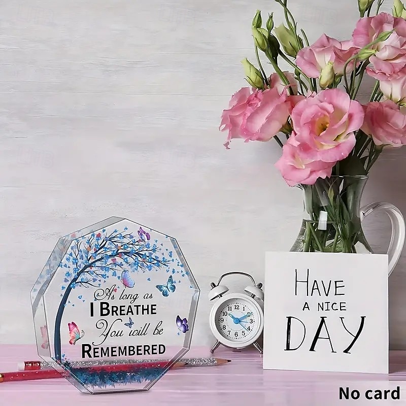 placa memorial acrílica enquanto eu respirar, você será lembrado placa memorial octogonal acrílica, presente de lembrança atencioso de 2025 por $9.99 –P4