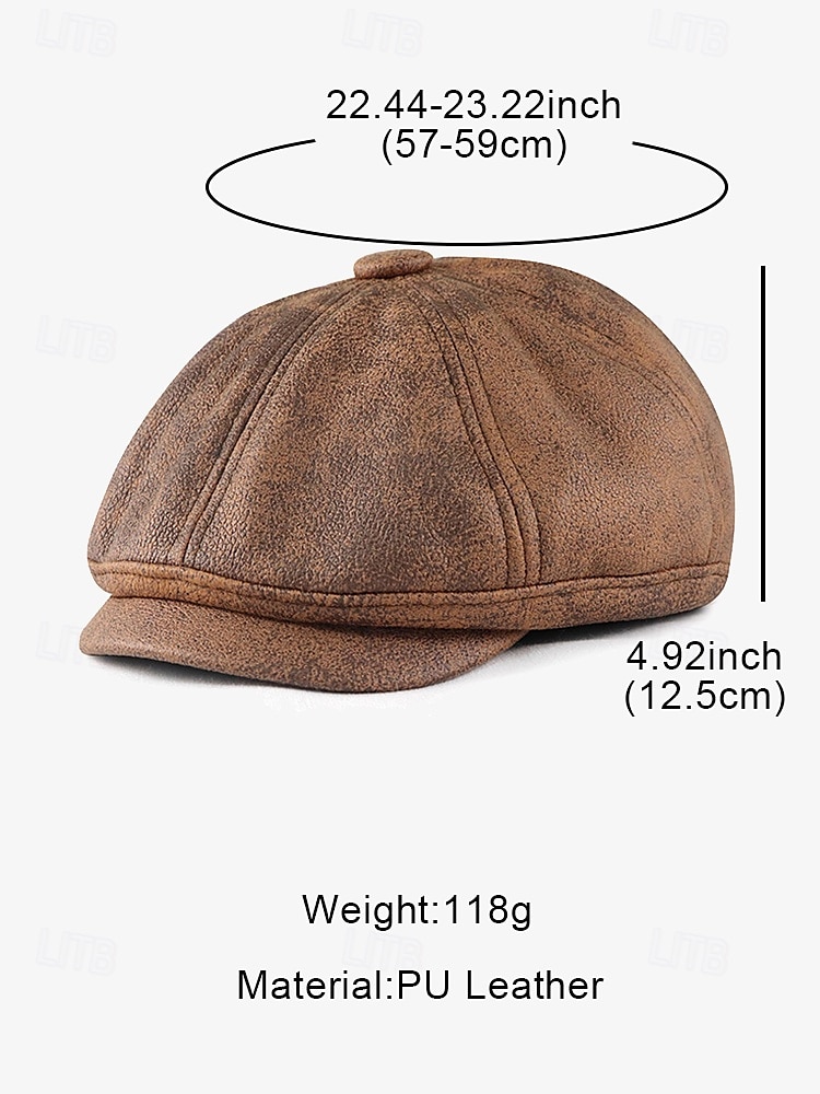 Men's Vintage Newsboy Cap – Stylish Faux Leather Look Flat Cap for Casual or Formal Wear, Available in Multiple Colors 2025 - $18.99 –P6