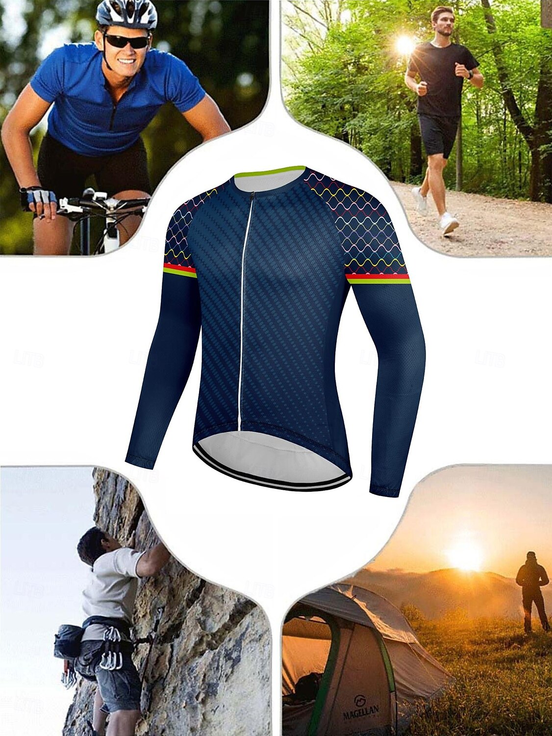 maglia da ciclismo da uomo manica lunga top da bici con 3 tasche posteriori cinturino antiscivolo asciugatura rapida strisce riflettenti tasca posteriore abbigliamento sportivo stampato in 3d del 2025 a $28.99 –P3