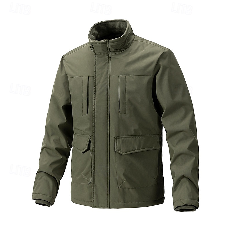 Herren Soft Shell Jacke Wanderjacke Draussen Windundurchlässig Windbreaker-Jacke Reisen Schwarz Armeegrün Khaki 2025 - $75.99 –P3
