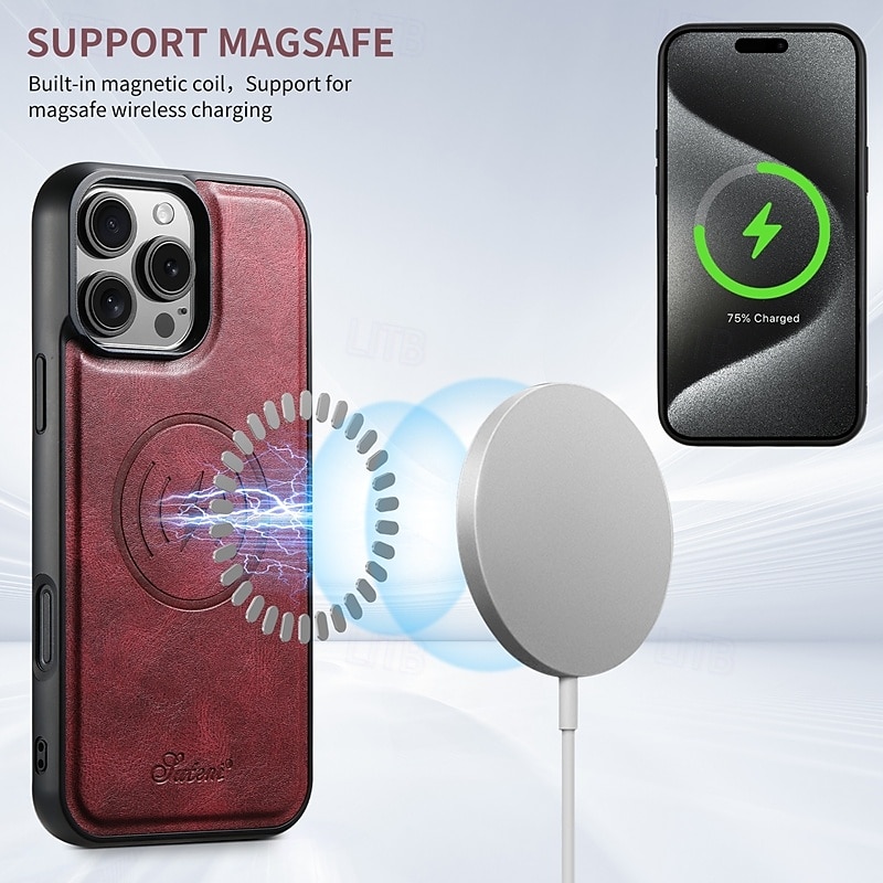 2025年 電話 ケース 用途 iPhone 16 Pro Max プラス iPhone 15 プロマックスプラス iPhone 14 13 12 Pro Max Plus iPhone 14 Pro Max iPhone 13 12 Pro Max バックカバー スタンド付き 磁石バックル ワイヤレス充電をサポート レトロ風 TPU PC PUレザー コレクション – $24.99 –P5