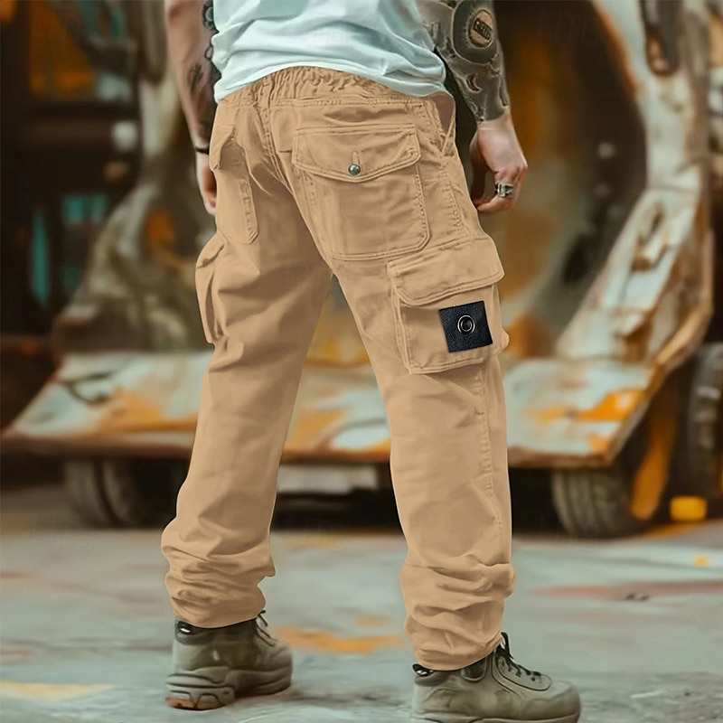 Men's Cargo Pants Trousers Casual Pants Drawstring Elastic Waist Straight Leg Plain Comfort Soft Full Length Outdoor Casual Daily Fashion Streetwear Black Green 2025 - $28.99 –P4