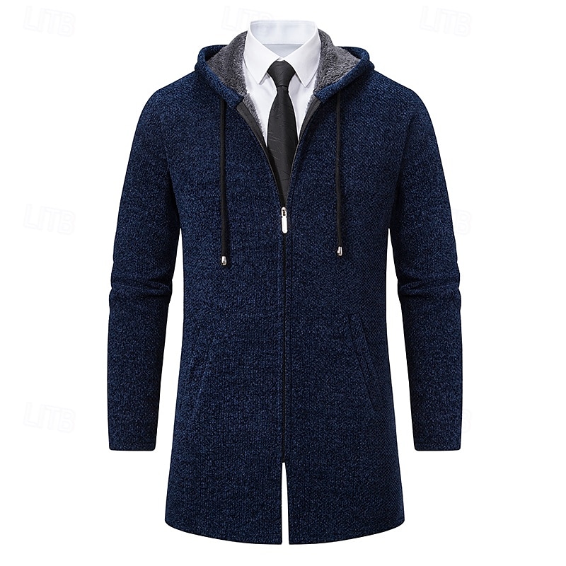 Herren Weihnachtspullover Strickjacke Grobstricken Stricken Standard Zip Tasche Feste Farbe Kapuzenpullover Strickware Elegant Heim Arbeit Bekleidung Bischof Frühling Herbst Schwarz Rote M L XL 2025 - $37.99 –P8