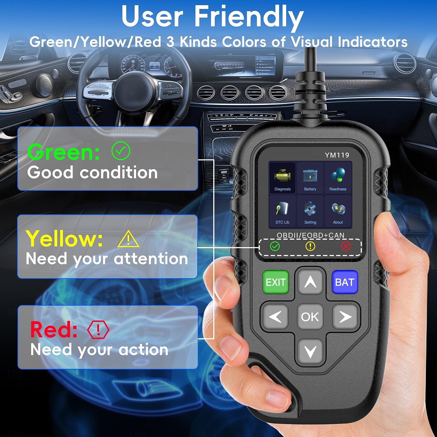 obd2 scanner diagnostikverktyg förbättrad kontrollmotorkodläsare med återställning obdii/eobd bildiagnostisk scan-verktyg för alla fordon efter 1996 2025 - $52.99 –P6