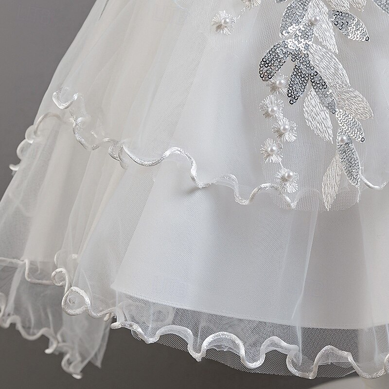 Copii Fete Rochie de petrecere Floral Floare Manșon scurt Nuntă Ocazie specială Zdrobit Fermoar Frumoasa Dulce Bumbac Poliester Asimetric Rochie de petrecere Vară Primăvară Toamnă 4-13 ani Alb 2025 - $41.99 –P6