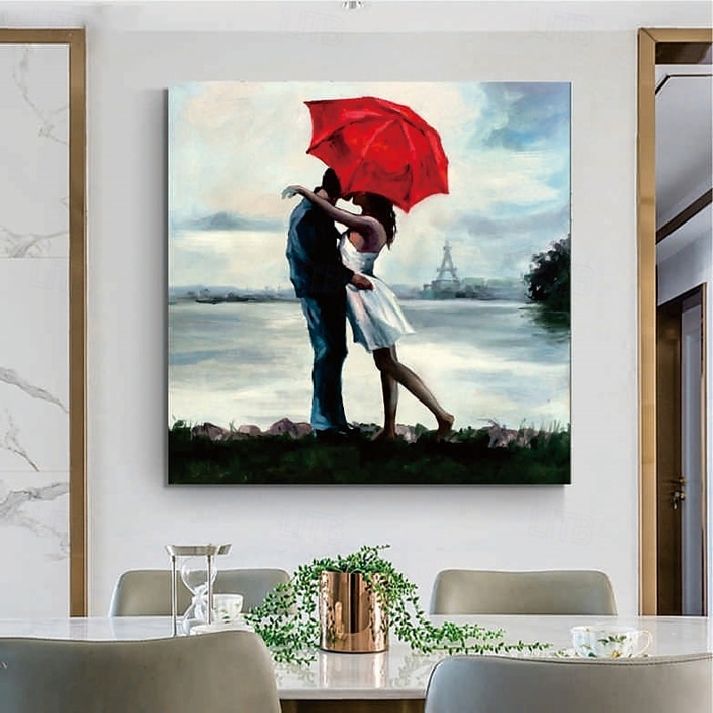 Ölgemälde, handgefertigt, umarmendes Liebespaar, Ölgemälde – handgemaltes impressionistisches Ölgemälde „Pariser Liebende“ auf Leinwand, Spachtelkunst, Ölgemälde, bestes Geschenk für Wohnzimmer 2025 - $125.99 –P4