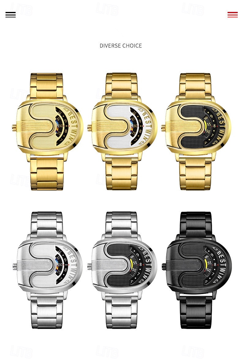 Мужские кварцевые часы Модные Повседневные Бизнес Наручные часы Календарь Водонепроницаемые Декорация Стальные часы 2026 - $22.99 –P12