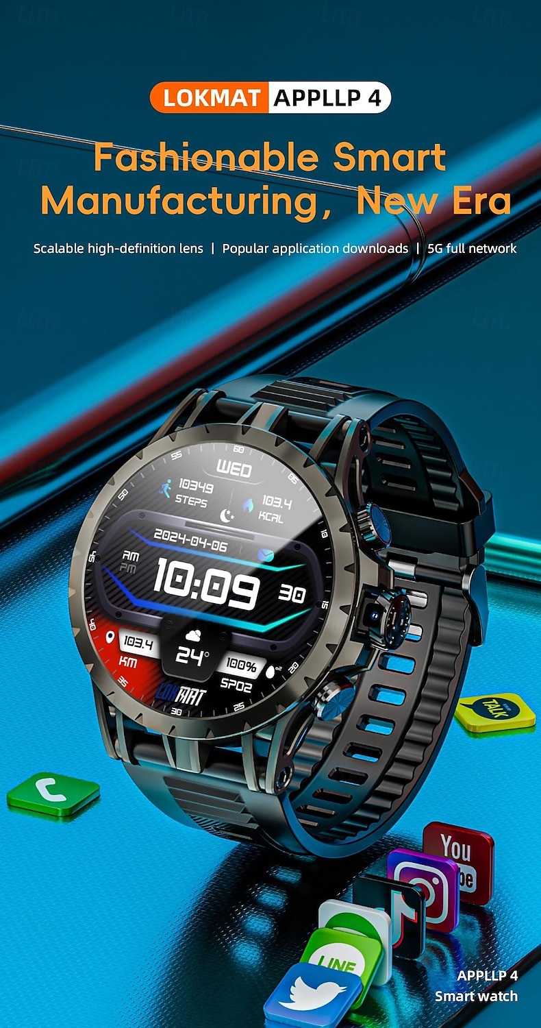 2025年 LOKMAT APPLLP 4 スマートウォッチ 1.508 インチ スマートウォッチ電話 4G LTE 3G 4G ブルートゥース 歩数計 着信通知 アクティビティトラッカー と互換性があります Android iOS 女性 男性 ハンドフリーコール メディアコントロール カメラ IPX-4 47mmウォッチケース コレクション – $134.99 –P1