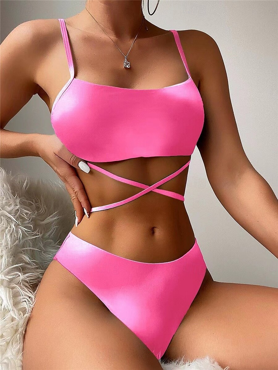 Dámské Plavky Bikiny Tři kusy Sukně Plavky Volná záda Štíhlý prázdniny Oblečení na pláž Pevná barva Bez rukávů Plavky 2025 - AU $52.19 –P15