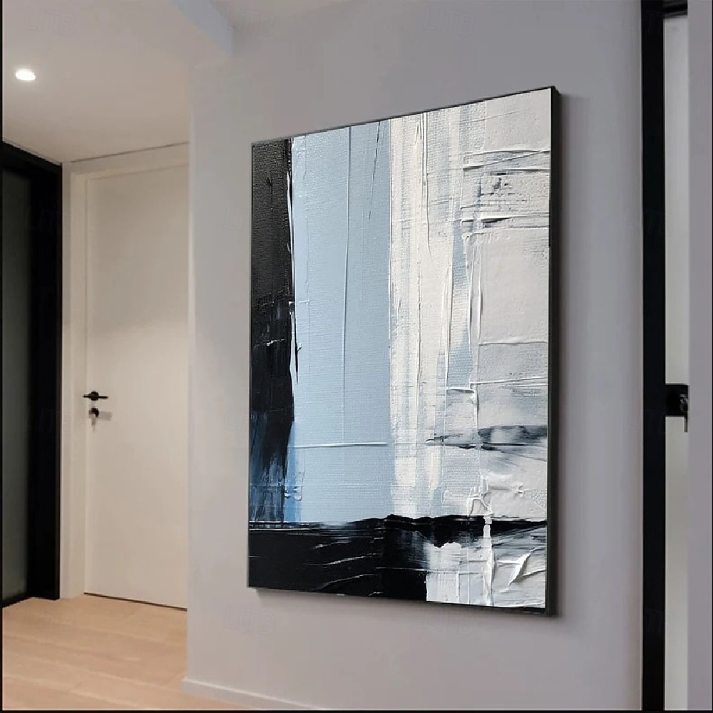 handgemachtes blaues abstraktes blau-goldenes Ölgemälde auf Leinwand, groß, handgemalt, abstrakt, strukturiert, boho, modernes Ölgemälde, Wandkunst, zeitgenössisches minimalistisches Kunstwerk für 2025 - $125.99 –P4