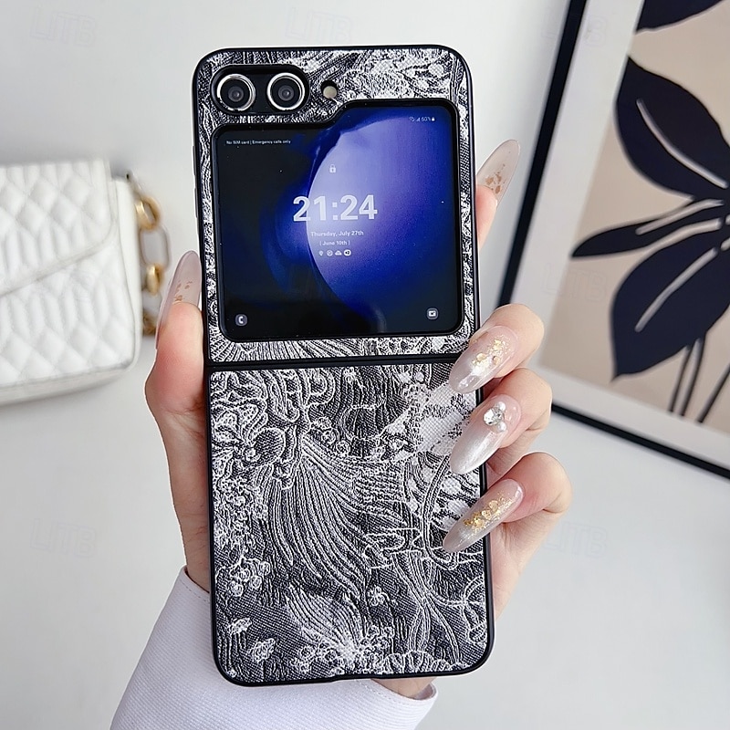 Phone Case For Samsung Galaxy Z Flip 6 Z Flip 5 Z Flip 4 Z Flip 3 Back Cover Shockproof Retro PC PU Leather 2025 - $16.99 –P10