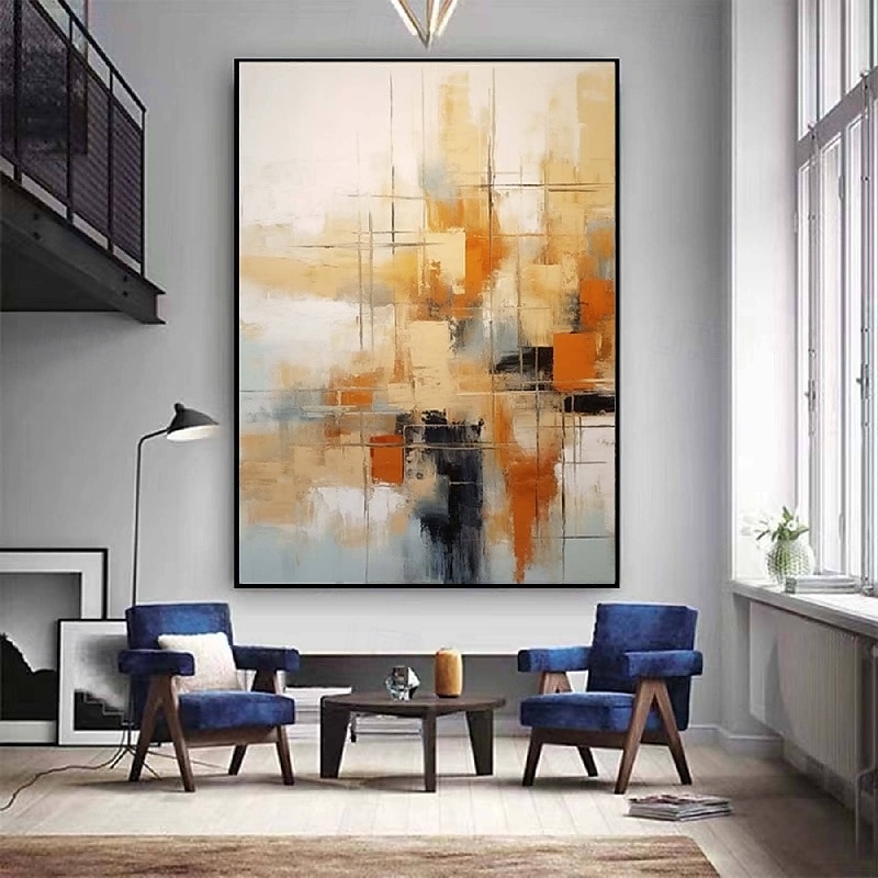 Großes, 100 % handgemaltes abstraktes Ölgemälde in Gold auf Leinwand, handgefertigtes, reich strukturiertes Acryl-Wandgemälde, moderne Wandkunst, handgemaltes Kunstwerk, Ölgemälde mit Pattelmesser für 2025 - $116.99 –P3