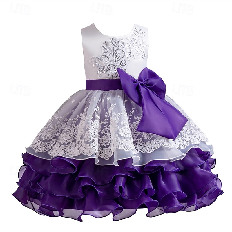 kinderkleidung Mädchen Cosplay-Kleid Party Kleid Farbblock Ärmellos Leistung Weihnachten Gitter Rückenfrei Patchwork Schön Süß Polyester Maxi abendkleider Schaukelkleid Tüll-Kleid Winter 4-12 Jahre 2025 - $41.99 –P11