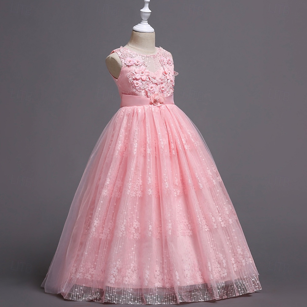 Kids Girls' Dress Solid Color Flower Sleeveless Party Pegeant Princess Sweet Cotton Party Dress A Line Dress Summer Spring 4-13 Years Pink Navy Blue Purple 2025 - $41.99 –P2