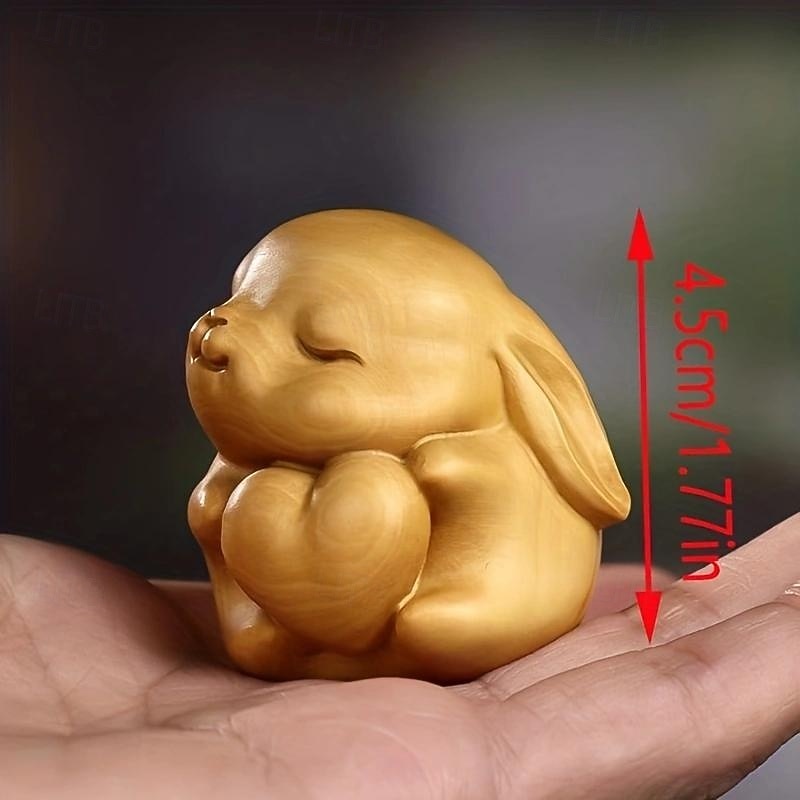 2025年 愛らしい愛らしいウサギの手作り木製フィギュア - コレクションフィギュア、かわいいデスクデコレーション、絶妙な彫刻のディテールを備えた手工芸品シリーズのギフト用品  コレクション – $5.49 -P2