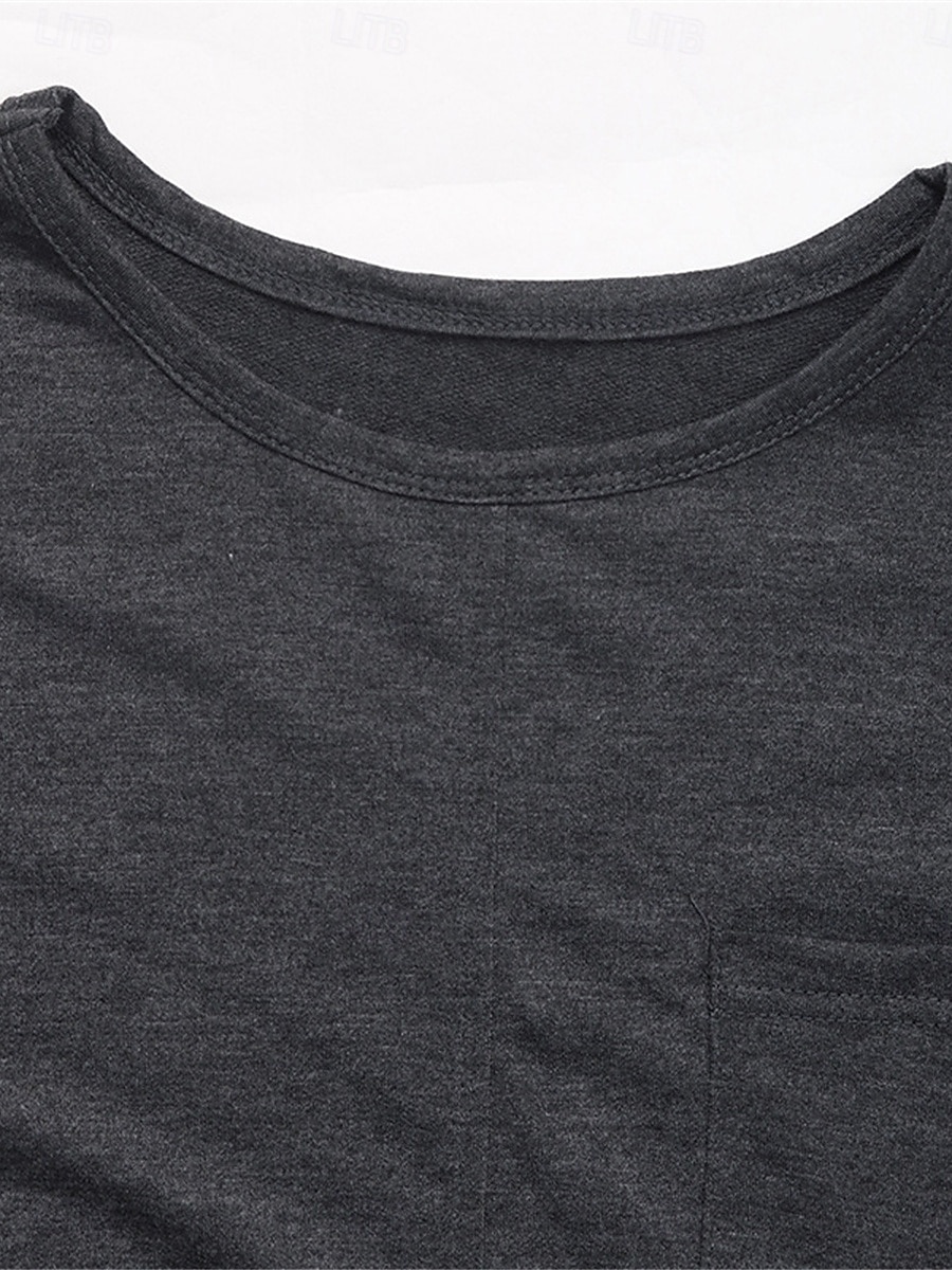 naisten collegepaita rento plain street dailywear pyöreä kaulaprintti pitkähihainen tummanharmaa syksy talvi 2025 - $36.99 –P10