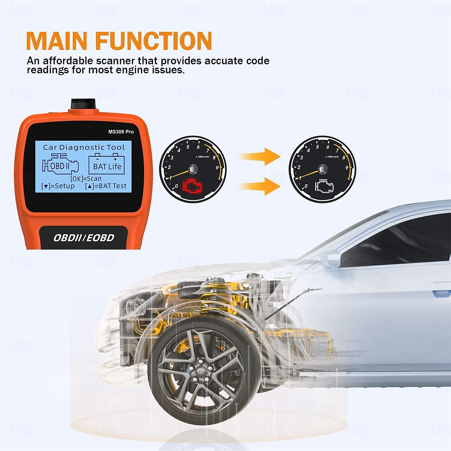 OBD2-Scanner, Codeleser, Batterietester, Autodiagnosetool mit vollständigen OBD-II-Funktionen, Motorfehlercodeleser, Scan-Tool mit LCD-Bildschirm 2025 - $29.99 –P2
