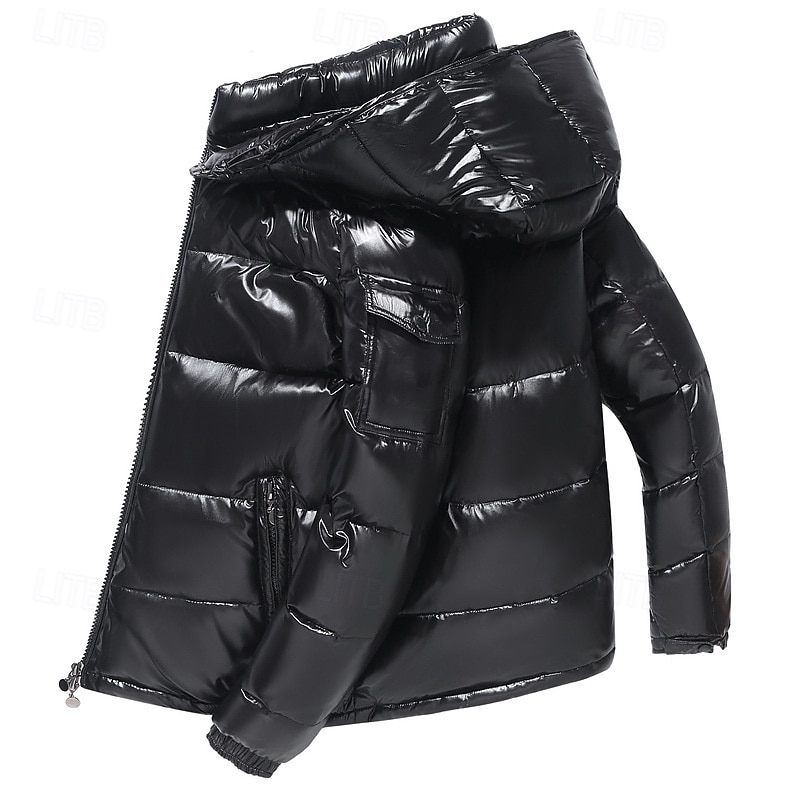 Men's Winter Jacket Down Jacket Puffer Jacket Padded Pocket White Duck Down Daily Wear Date Vacation Regular Fashion Casual Comfortable Thermal Warm Fall & Winter Solid / Plain Color Black Red Puffer 2025 - $70.99 –P1